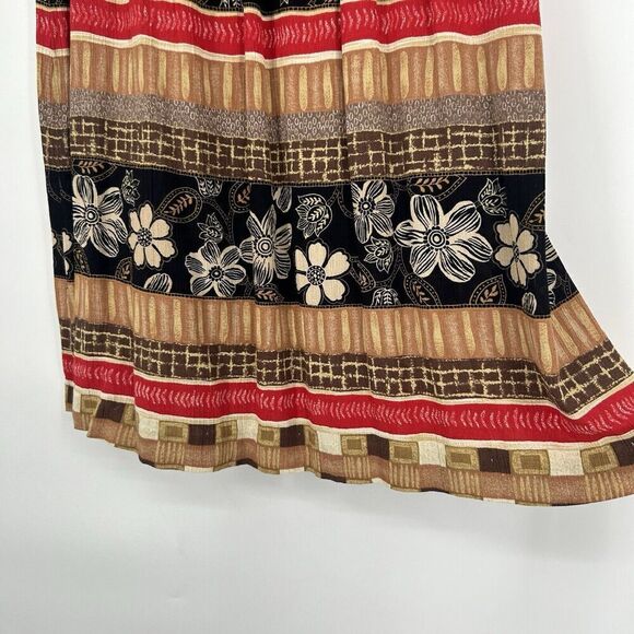 Vintage Alfred Dunner Midi Skirt Boho Mixed Pattern Floral Brown Black Size 16 - Picture 4 of 9